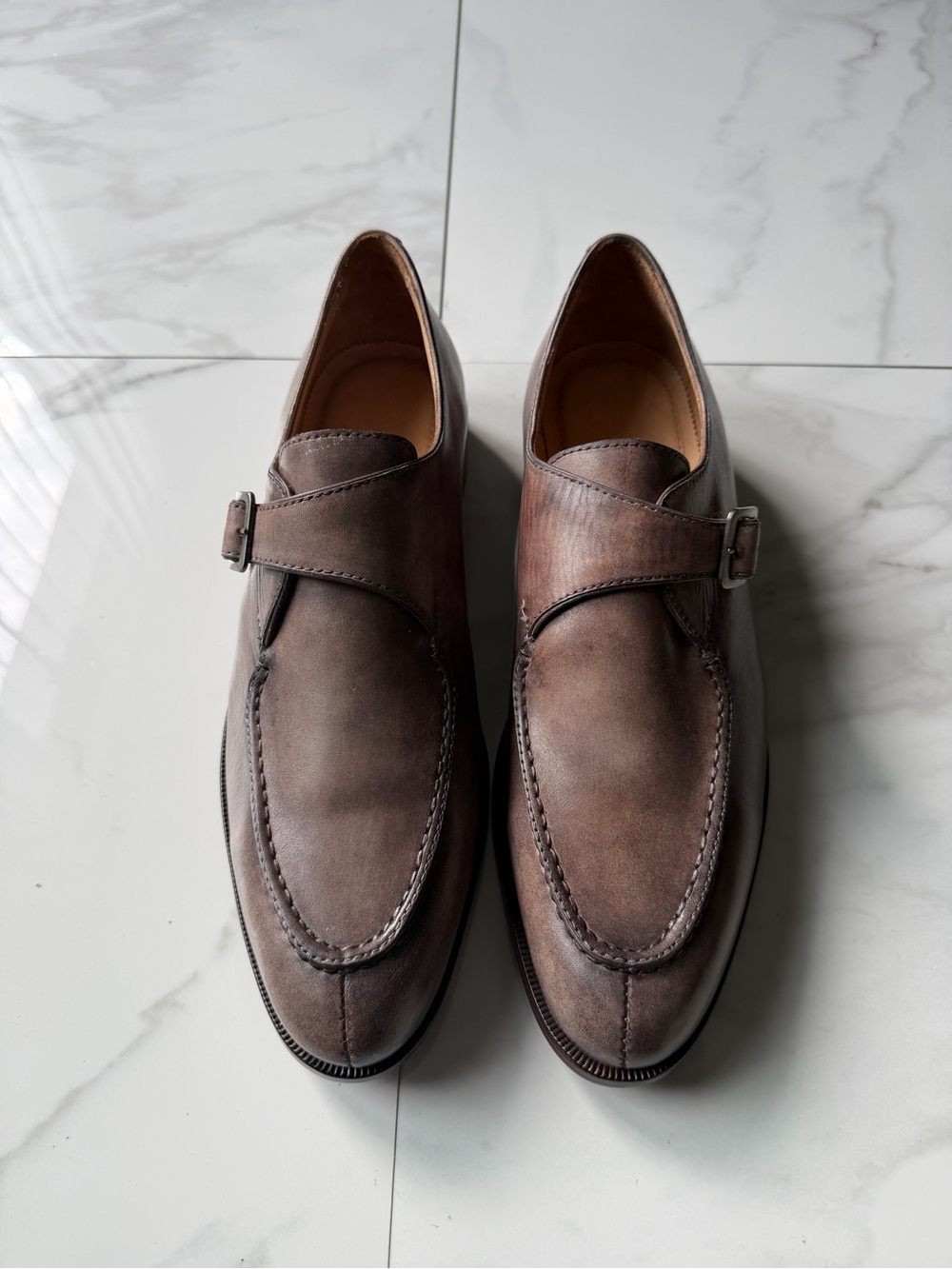 Men’s Brown Leather Single Monk Strap Oxfords